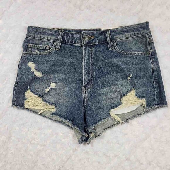 NWT SO Super High Rise Cutoff Short Medium Wash size 13 31W - Picture 1 of 6